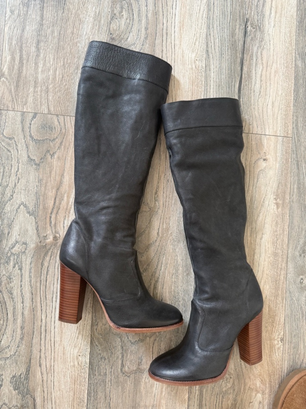 Marc by Marc Jacobs Black Leather Knee-High Platform Heel Boots